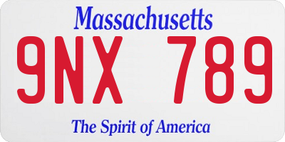 MA license plate 9NX789