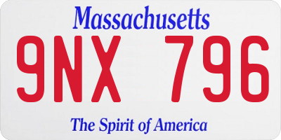 MA license plate 9NX796