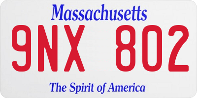 MA license plate 9NX802