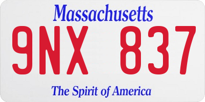 MA license plate 9NX837