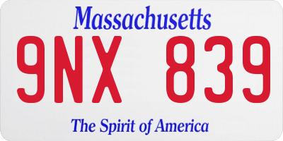 MA license plate 9NX839