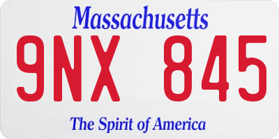 MA license plate 9NX845