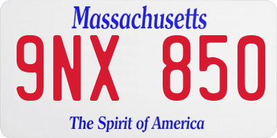 MA license plate 9NX850