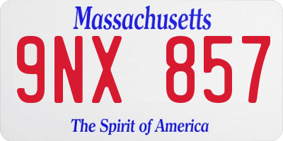 MA license plate 9NX857