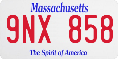 MA license plate 9NX858