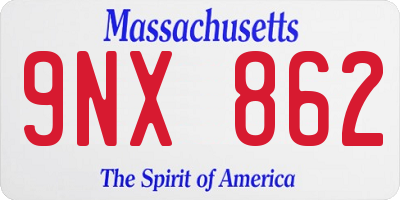 MA license plate 9NX862