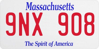 MA license plate 9NX908