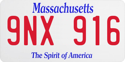 MA license plate 9NX916