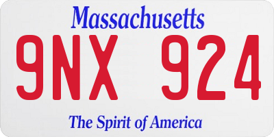 MA license plate 9NX924