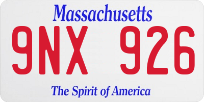 MA license plate 9NX926