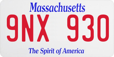 MA license plate 9NX930