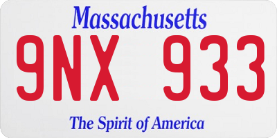 MA license plate 9NX933