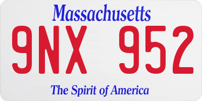 MA license plate 9NX952