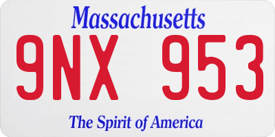 MA license plate 9NX953