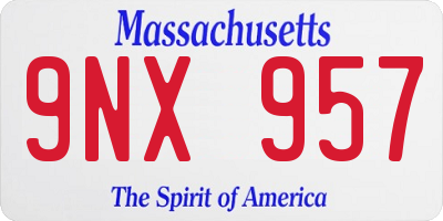 MA license plate 9NX957