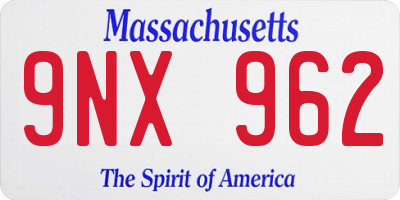 MA license plate 9NX962