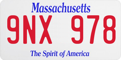 MA license plate 9NX978