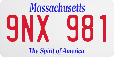 MA license plate 9NX981
