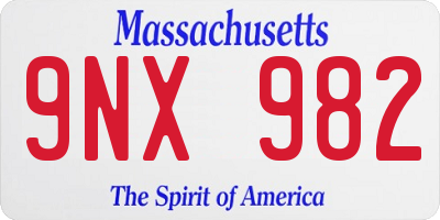 MA license plate 9NX982