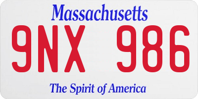 MA license plate 9NX986