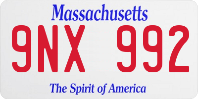MA license plate 9NX992