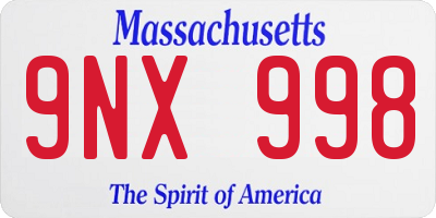 MA license plate 9NX998