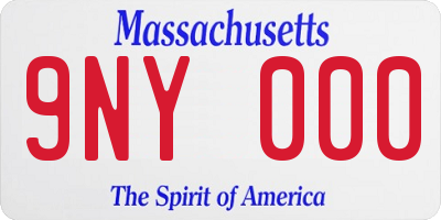 MA license plate 9NY000