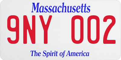 MA license plate 9NY002