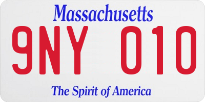 MA license plate 9NY010