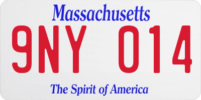 MA license plate 9NY014