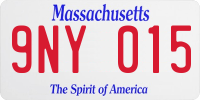 MA license plate 9NY015