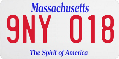 MA license plate 9NY018
