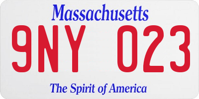 MA license plate 9NY023