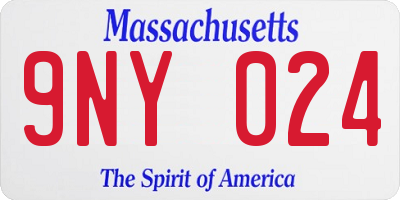 MA license plate 9NY024
