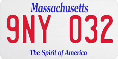 MA license plate 9NY032