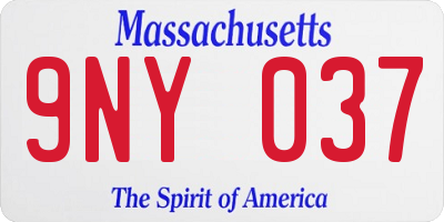MA license plate 9NY037