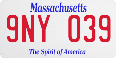 MA license plate 9NY039