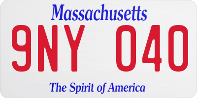 MA license plate 9NY040