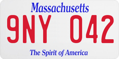 MA license plate 9NY042