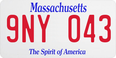 MA license plate 9NY043