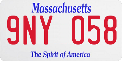 MA license plate 9NY058