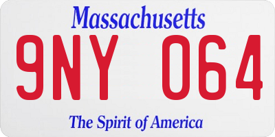 MA license plate 9NY064