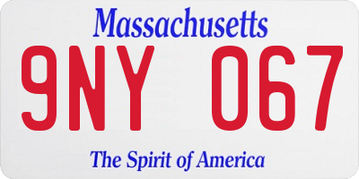 MA license plate 9NY067