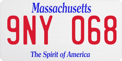 MA license plate 9NY068
