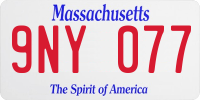 MA license plate 9NY077