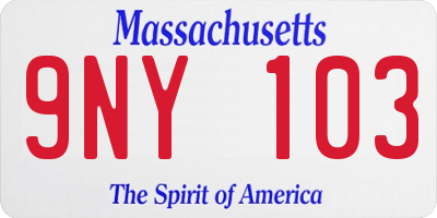 MA license plate 9NY103