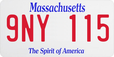 MA license plate 9NY115