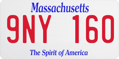MA license plate 9NY160