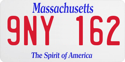 MA license plate 9NY162