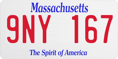 MA license plate 9NY167